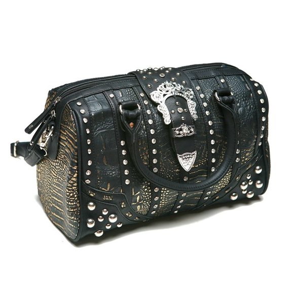 Black & Gold Boston Purse - Picture 5 of 6